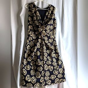 Yaly Couture Custom Tailored Sleeveless Floral Dress Black Cream
